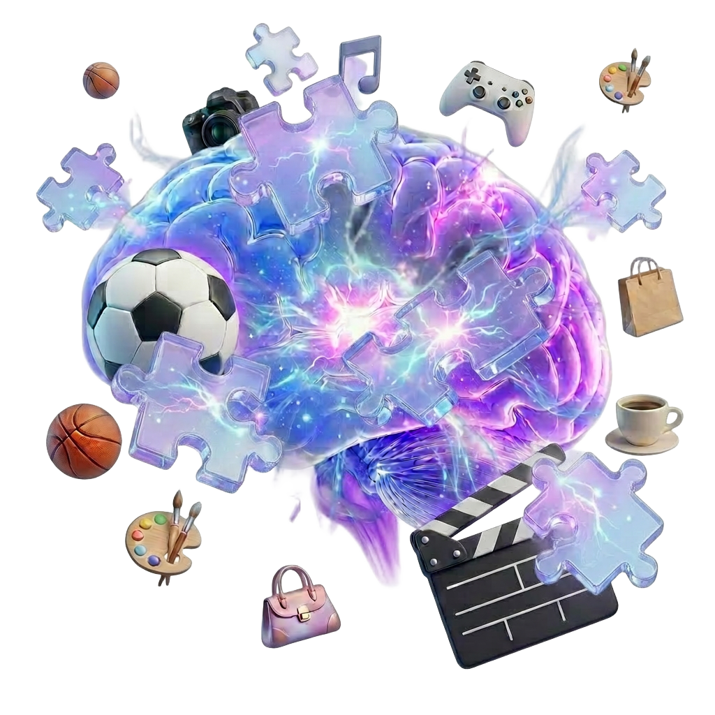 A friendly AI robot matching colourful puzzle pieces with a magnifying glass